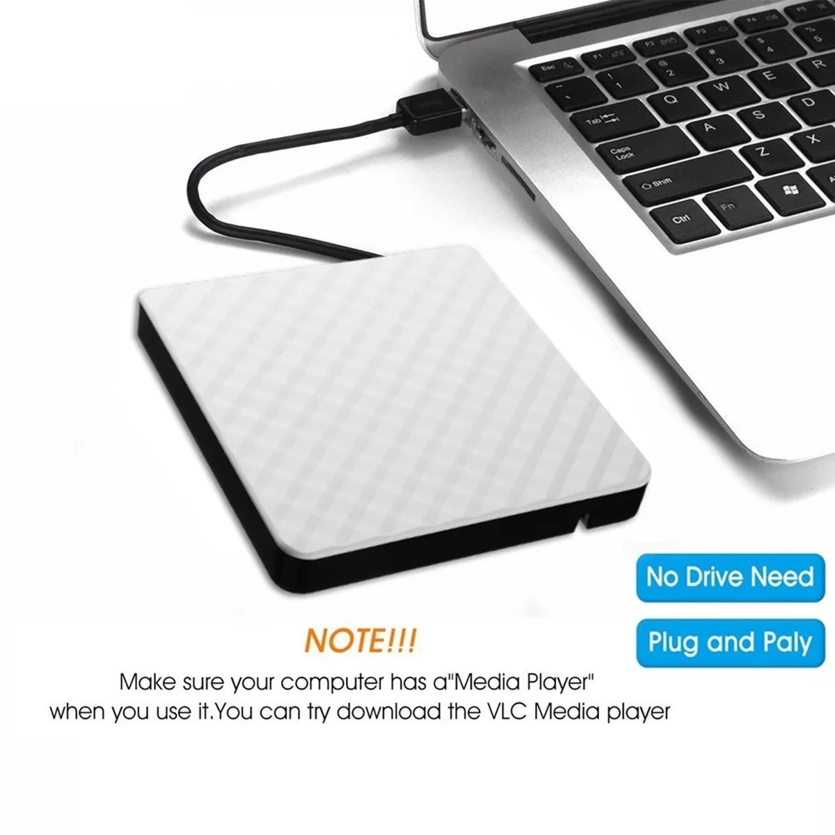 Black and White Ultra-thin External DVD RW CD Writer Drive, Burner, Reader, Portable Stereo Texture Laptop DVD Burner USB3.0