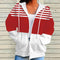 Casual Striped Contrast Color Zipper Hooded Sweater