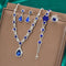 High-grade Crystal Gem Women's Water Drop Necklace Ear Stud Bracelet Ring