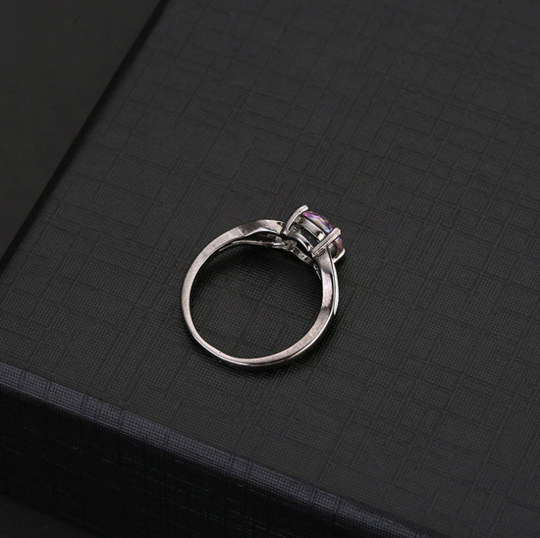 Black And White Colorful Shining Gemstone Ring