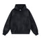 Washed And Worn Ripped Hooded Fleece Lined Sweater