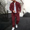 Double Pocket Printed Men's Casual Long Sleeve Shirt Trousers