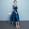 Western Style Summer Banquet Mid-length Elegant Party Blue Slim-looking Annual Party Evening Dress
