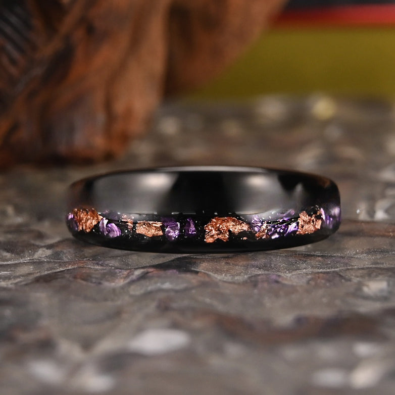 Inlaid Purple Galaxy Gravel Popular Ring