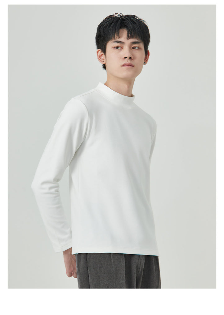 Autumn And Winter Men's High Quality Dralon Half-high Collar Long Sleeves T-shirt