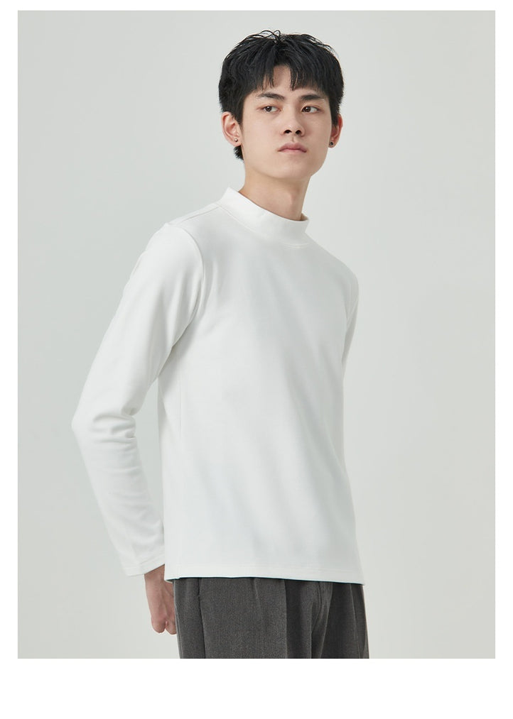 Autumn And Winter Men's High Quality Dralon Half-high Collar Long Sleeves T-shirt
