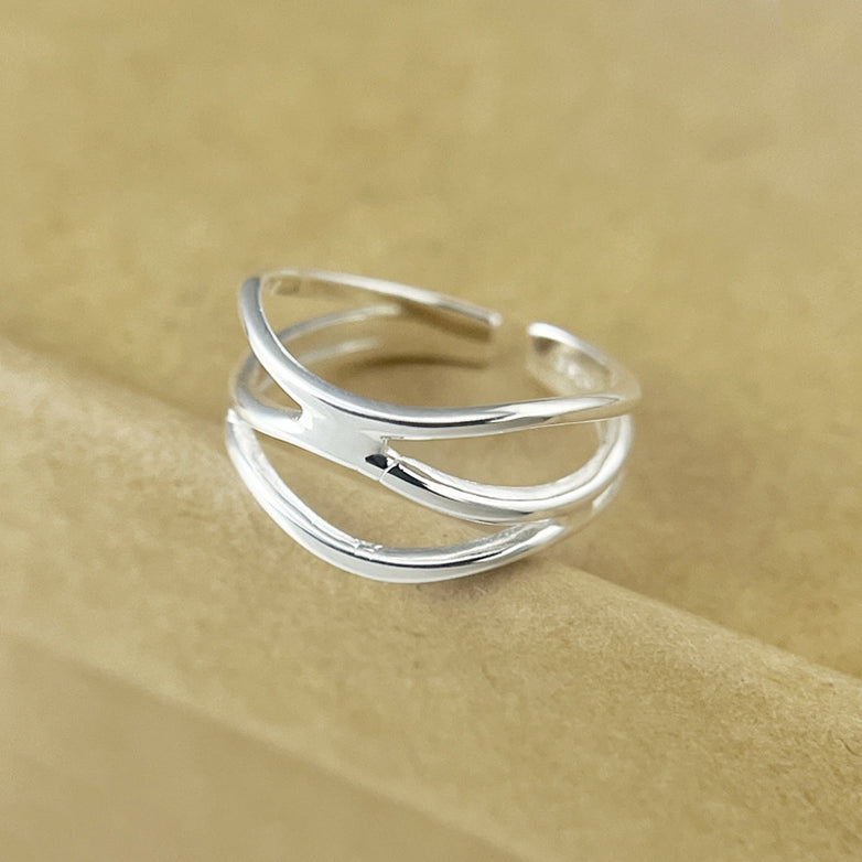 925 Sterling Silver Multi-layer Line Tail Finger Female Simple And Compact Exquisite Ring
