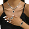 High-grade Crystal Gem Women's Water Drop Necklace Ear Stud Bracelet Ring