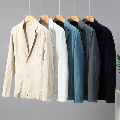 Japanese Flat Collar Casual Ramie Small Suit Men's Versatile