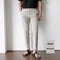White For Men Cotton Fabric Cropped Linen Trousers