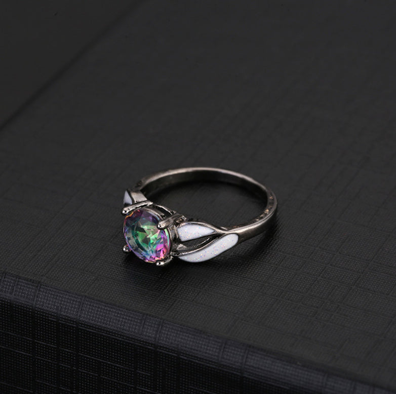 Black And White Colorful Shining Gemstone Ring