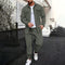 Double Pocket Printed Men's Casual Long Sleeve Shirt Trousers