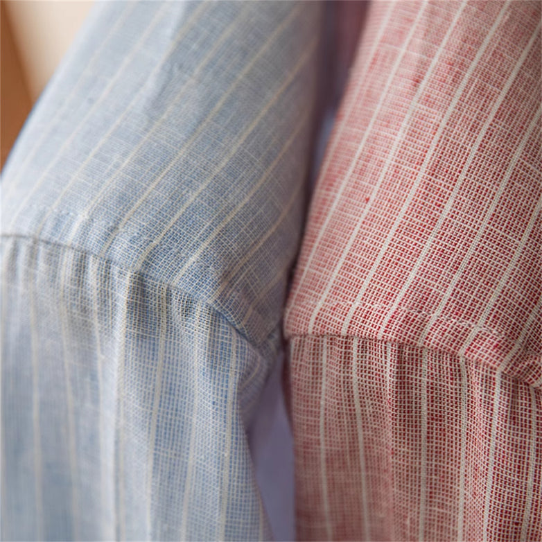 Lightweight Cotton And Linen Business Striped Casual Long-sleeved Shirt Vintage