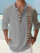 Thin Casual Digital Bamboo Linen Hawaiian Long Sleeve Shirt