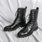 Fall Winter Lace-up Booties Black Locomotive Denim
