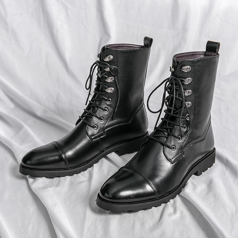 Fall Winter Lace-up Booties Black Locomotive Denim