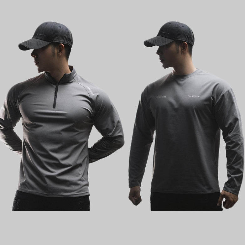 Clone Cotton Half Placketround Neck Fashion Sports Sweater Casual Long Sleeve