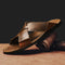 Summer New Genuine Leather Men's Breathable Casual Slip-on Beach Sandals