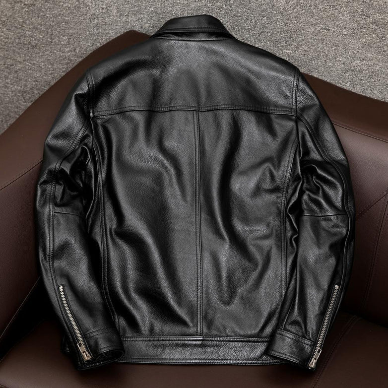 Lapel Short Leather Pattern Leather Jacket With Cotton Plus Size