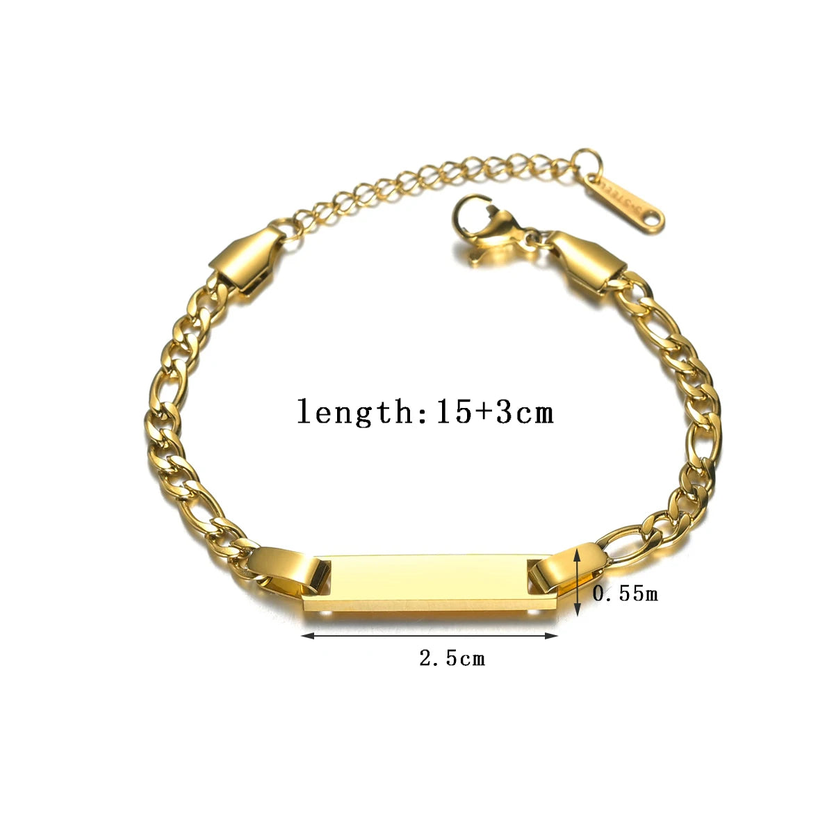 Akizoom Punk Engrave Name Custom Bracelets Gold Color Stainless Steel Thick Hand Chain Customized Couple Men Women Jewelry Gift