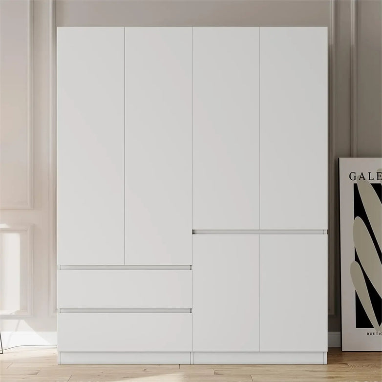 Doors Armoire Wardrobe Closet, Wardrobe Closet with Drawers, Armoire and Wardrobe with Shelves & Hanging Rod for Bedroom