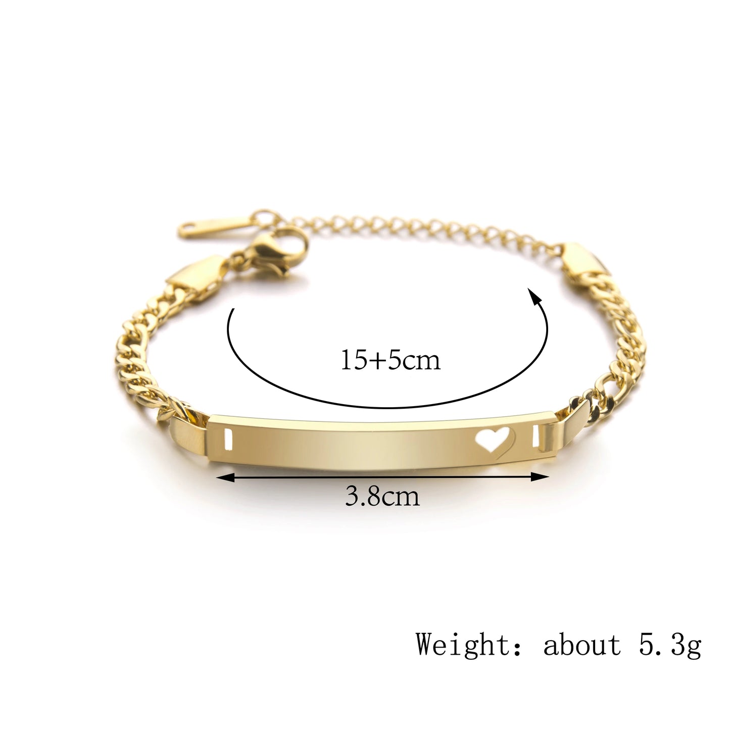 Akizoom Punk Engrave Name Custom Bracelets Gold Color Stainless Steel Thick Hand Chain Customized Couple Men Women Jewelry Gift