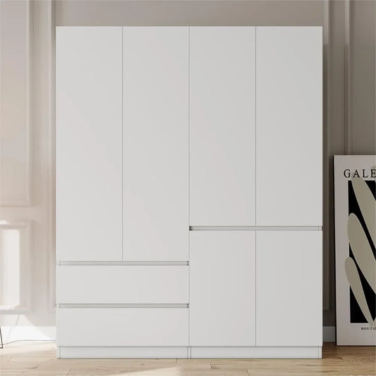 Doors Armoire Wardrobe Closet, Wardrobe Closet with Drawers, Armoire and Wardrobe with Shelves & Hanging Rod for Bedroom