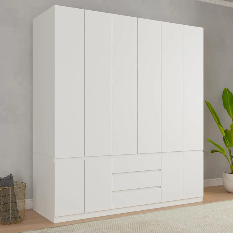 Doors Armoire Wardrobe Closet, Wardrobe Closet with Drawers, Armoire and Wardrobe with Shelves & Hanging Rod for Bedroom