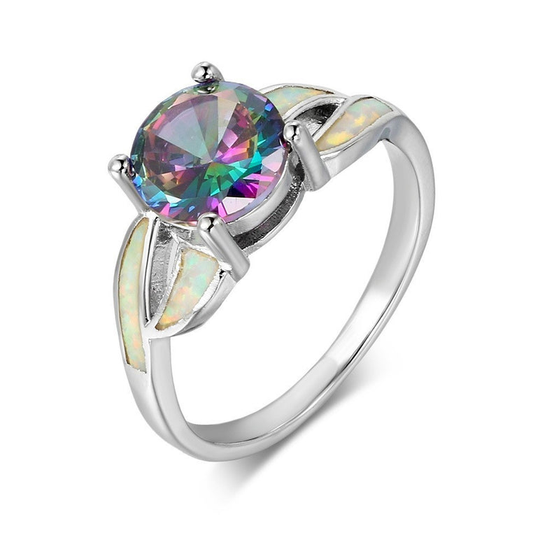 Black And White Colorful Shining Gemstone Ring