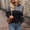 European And American Fashion Hooded Stitching Long-sleeved Sweater