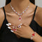 High-grade Crystal Gem Women's Water Drop Necklace Ear Stud Bracelet Ring