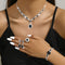 High-grade Crystal Gem Women's Water Drop Necklace Ear Stud Bracelet Ring