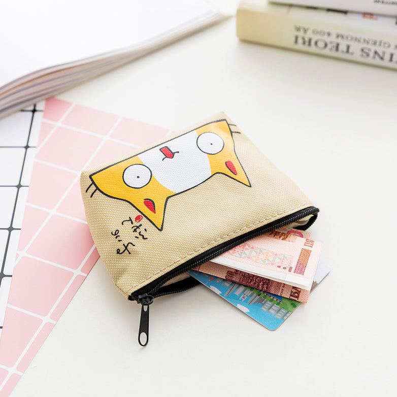 Creative Cartoon Canvas Printing Coin Clutch