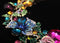 Colorful Flower Crystal Diamond Short Clavicle Necklace Earring Set