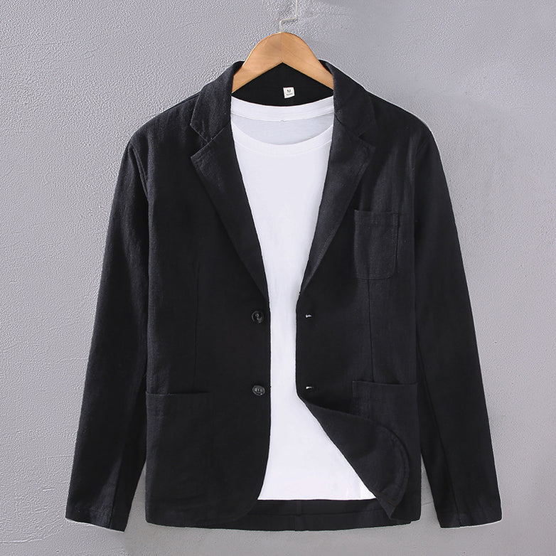 Japanese Flat Collar Casual Ramie Small Suit Men's Versatile