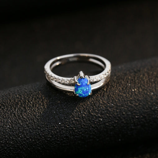 Blue Water Drop Shape Opal Women's Ring