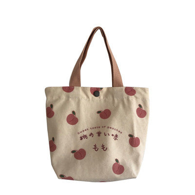 Ladies Personality Canvas Peach Cute Tote Bag