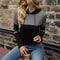European And American Fashion Hooded Stitching Long-sleeved Sweater