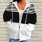 Casual Striped Contrast Color Zipper Hooded Sweater
